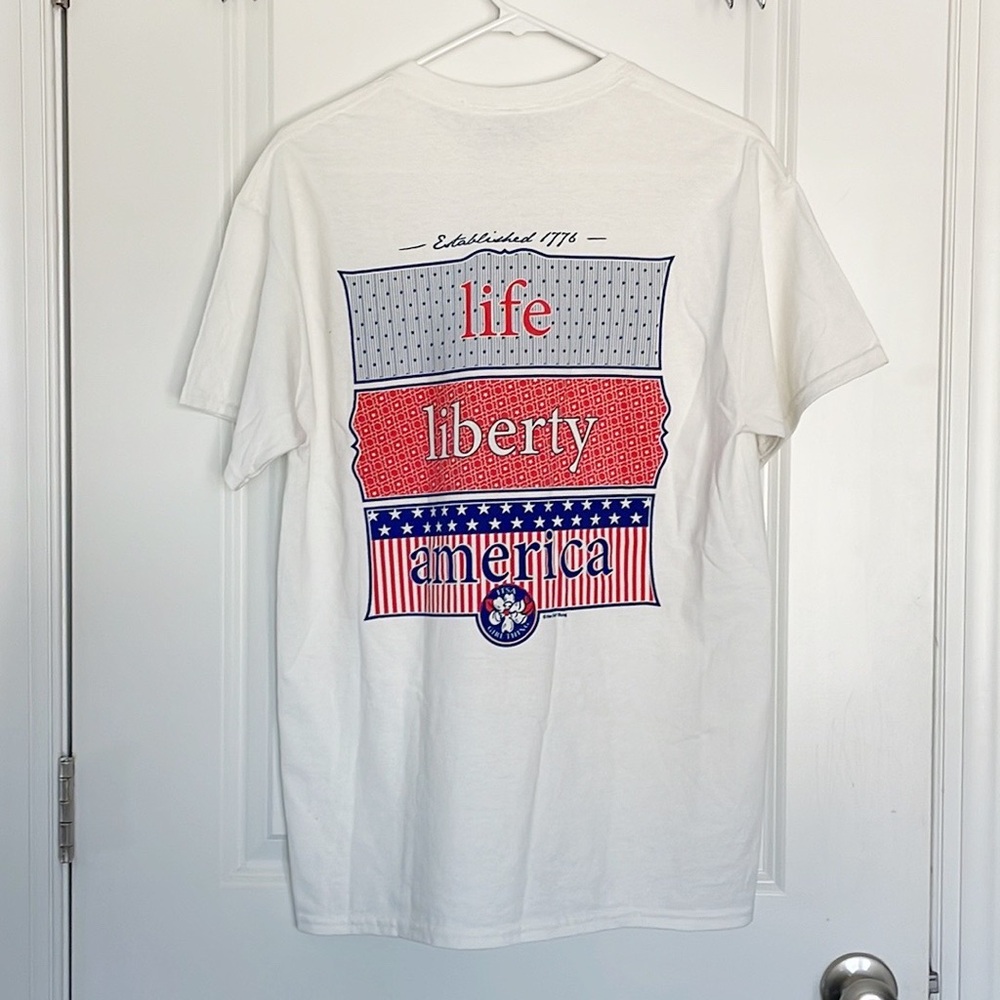 Itsa Girl Thing Women’s White Short Sleeve America T-Shirt Top Size Medium